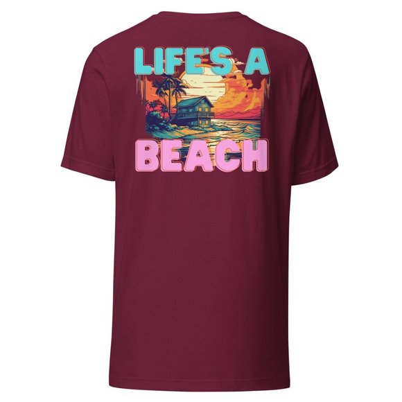 MUDPUPs Lifes A Beach Shirt Salty Vibes Beach Bum Shirt Beach Coverup Surfer Tee - Picture 2 of 11